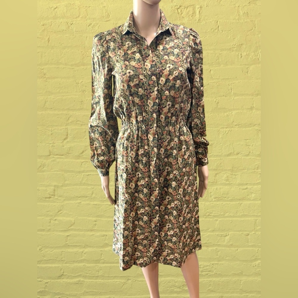Slow fashion cottagecore floral dress handmade vintage -M